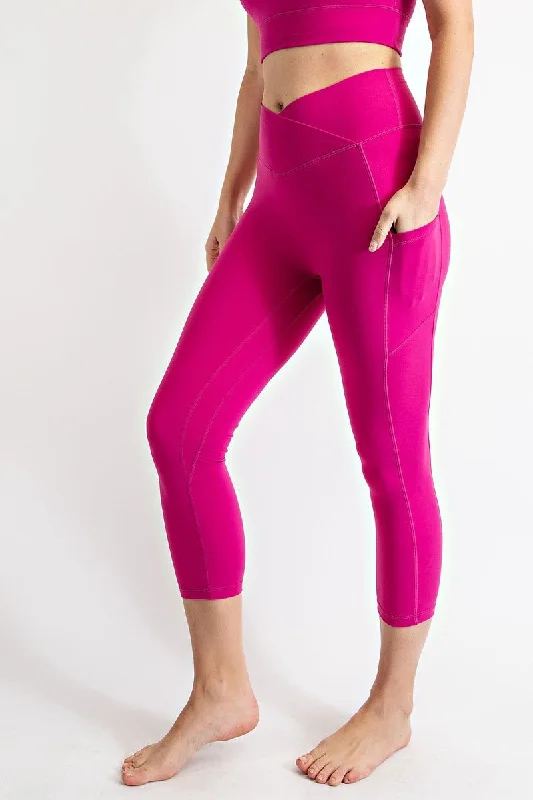 Butter Soft Yoga Capri Leggings with V Waistband and Pockets