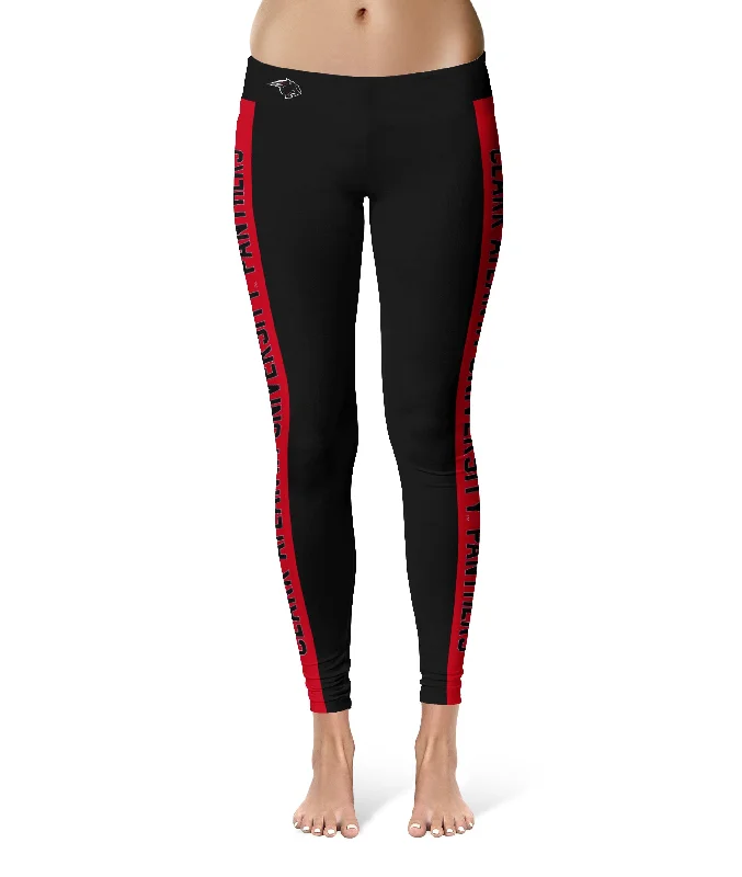 Clark Atlanta Panthers Game Day Red Stripes Black Yoga Leggings for Women by Vive La Fete