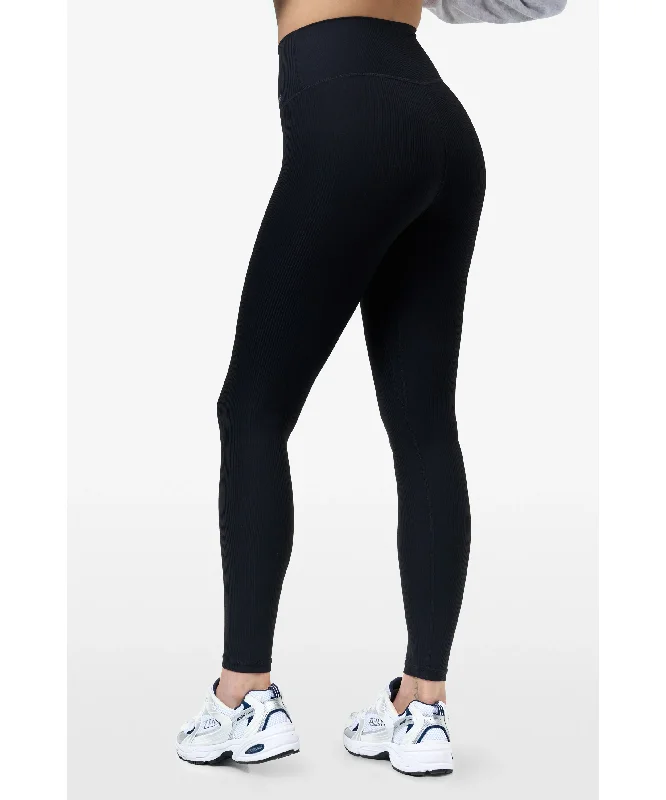 Famme Ribbed High Waisted Leggings Black