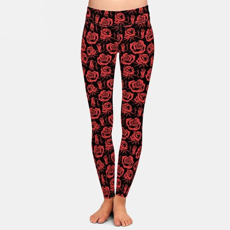 Ladies Beautiful 3D Rose Printed Leggings