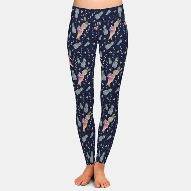 Ladies Easter Rabbits & Willow Printed Leggings