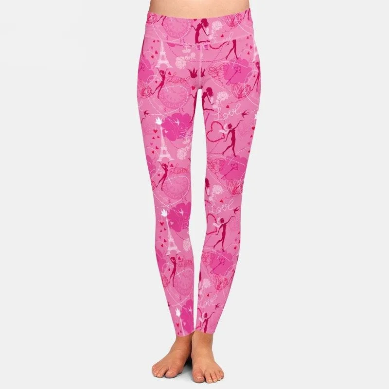 Ladies Girls & Hearts & Clothing Printed Leggings