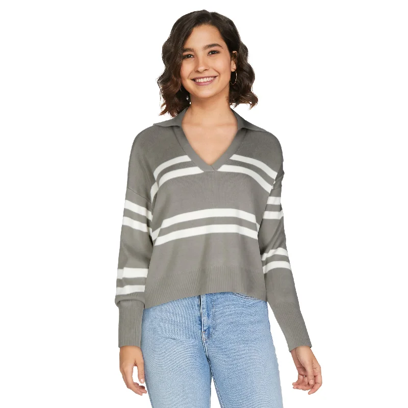 Limited Collection Women's V-Neck Striped Polo Sweater