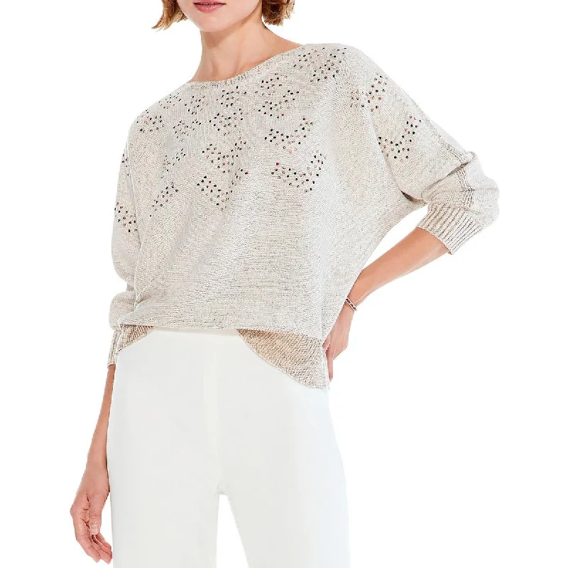 Nic + Zoe Womens Constellation Embellished Knit Pullover Sweater