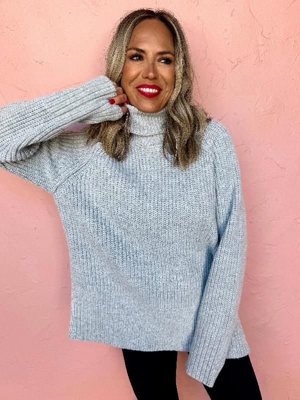 Plain And Simple Turtle Neck Sweater-Grey