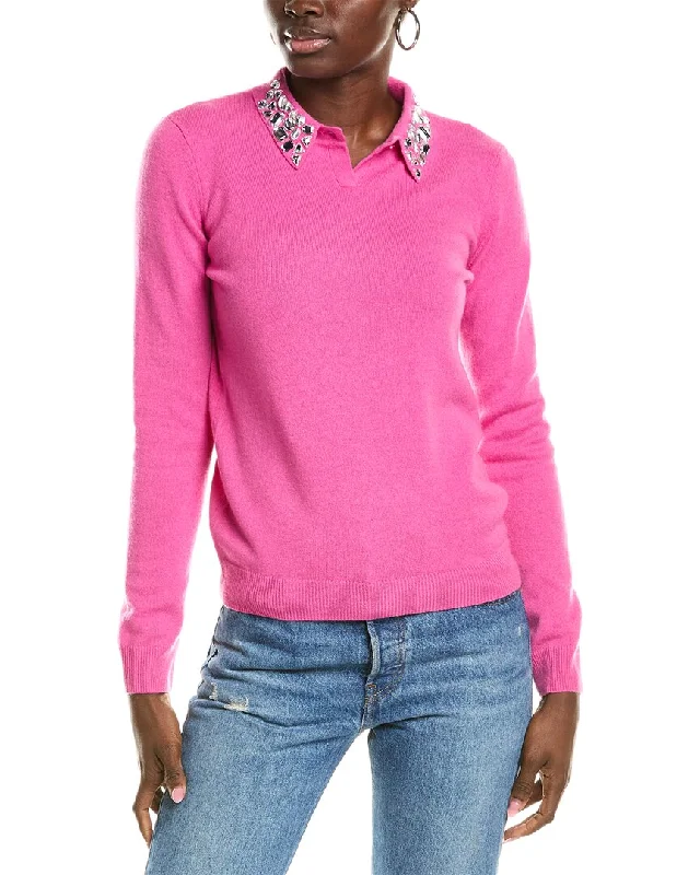 sofiacashmere Embellished Collar Cashmere Sweater