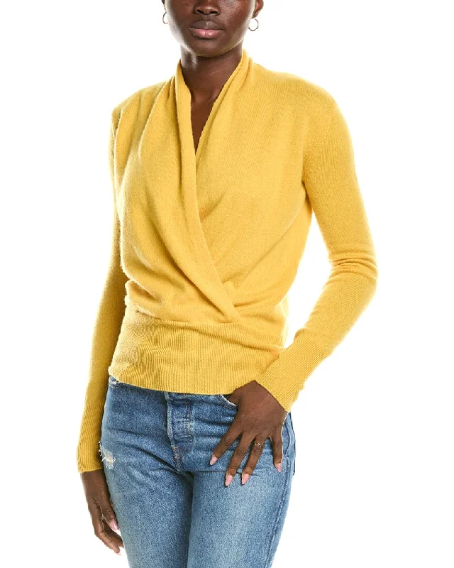 sofiacashmere Modern Faux Wrap Cashmere Sweater