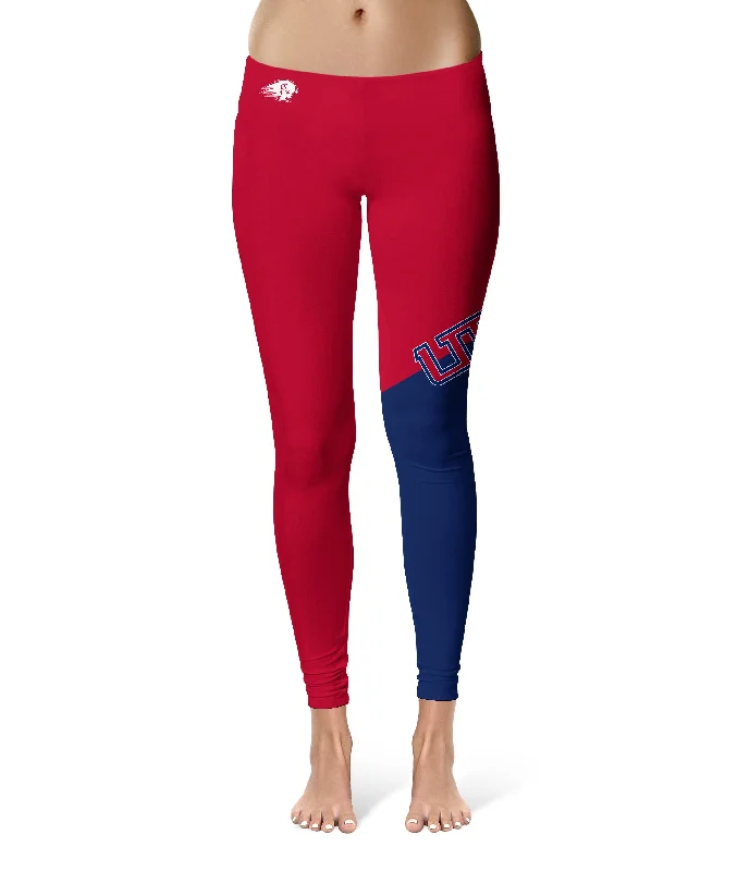 Utah Tech Trailblazers Game Day Leg Color Block Red Blue Yoga Leggings for Women by Vive La Fete