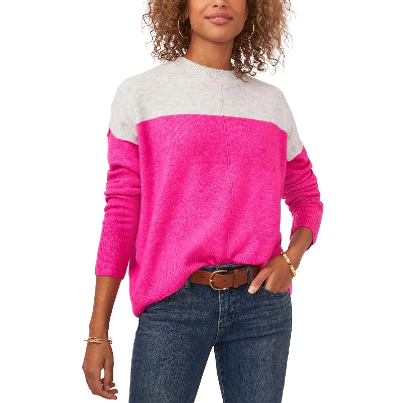 Vince Camuto Womens Mood Indigo Crewneck Color Block Pullover Sweater