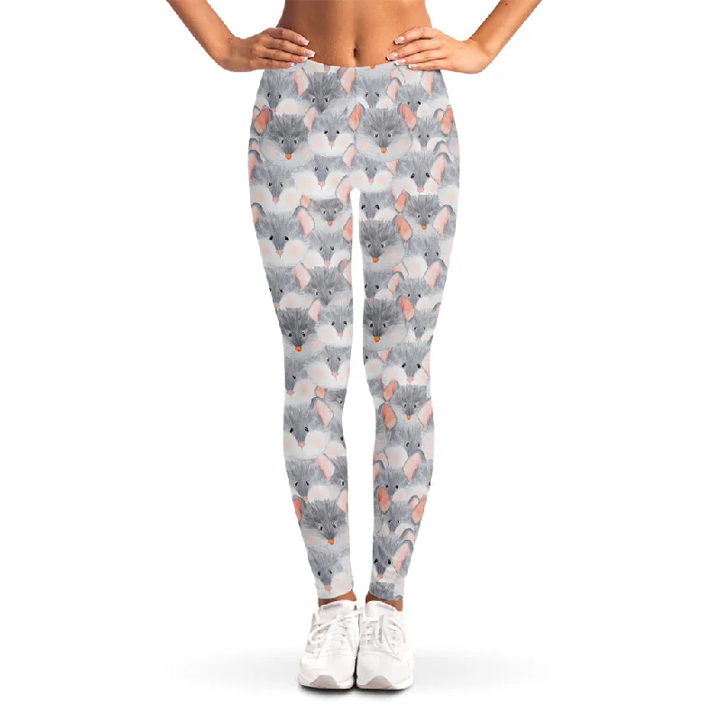 Watercolor Rat Pattern Print Women's Leggings