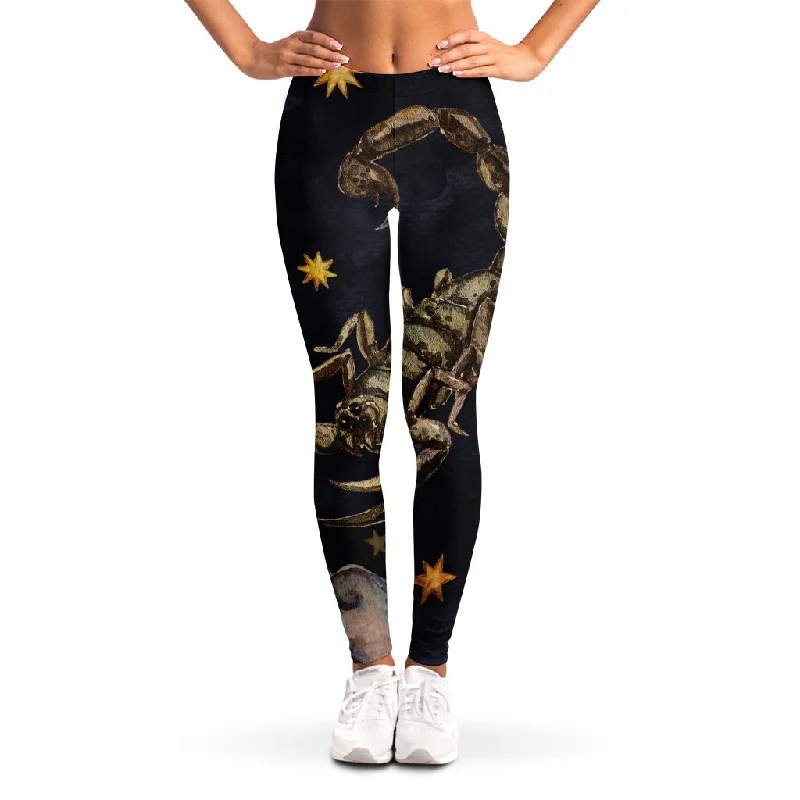 Watercolor Scorpio Zodiac Sign Print Women's Leggings