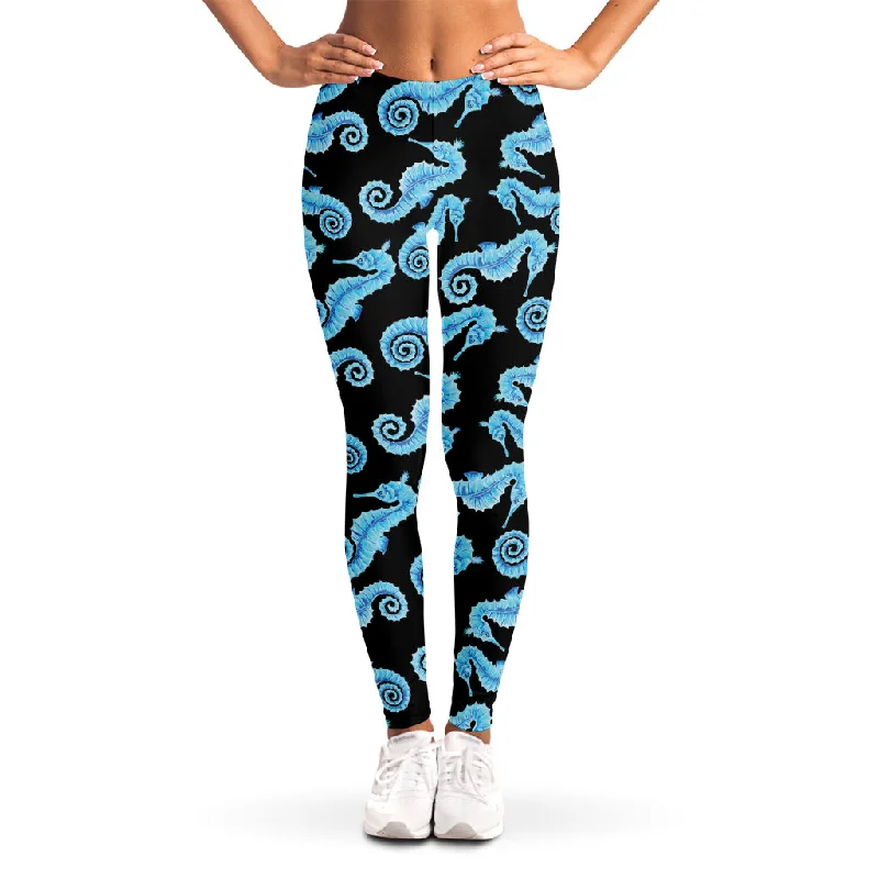 Watercolor Seahorse Pattern Print Women's Leggings