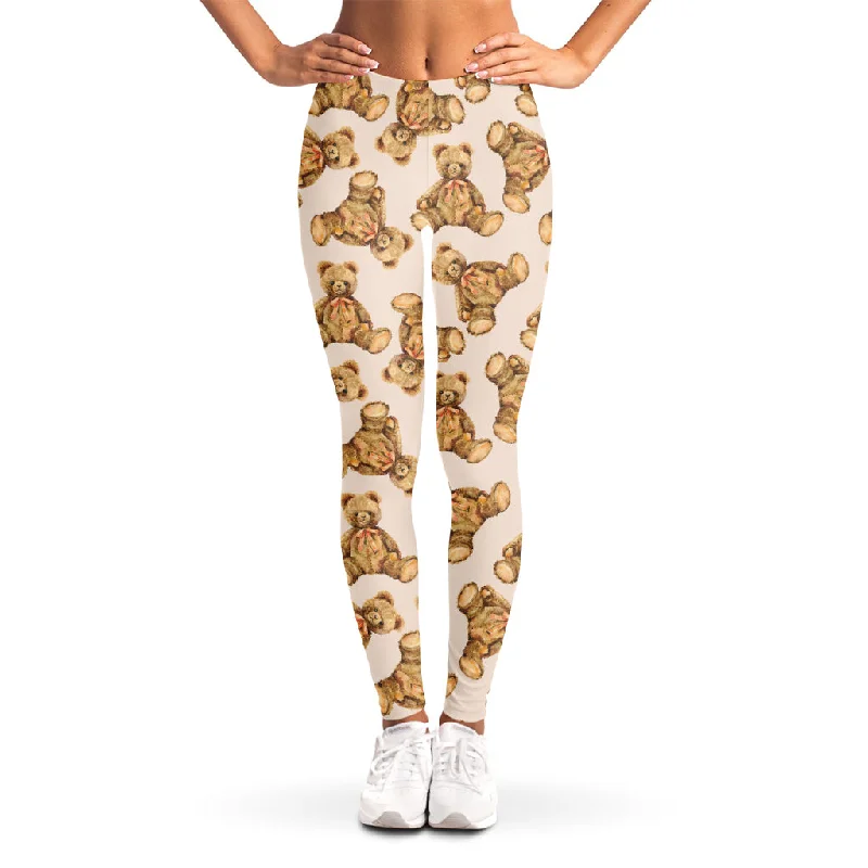 Watercolor Teddy Bear Pattern Print Women's Leggings