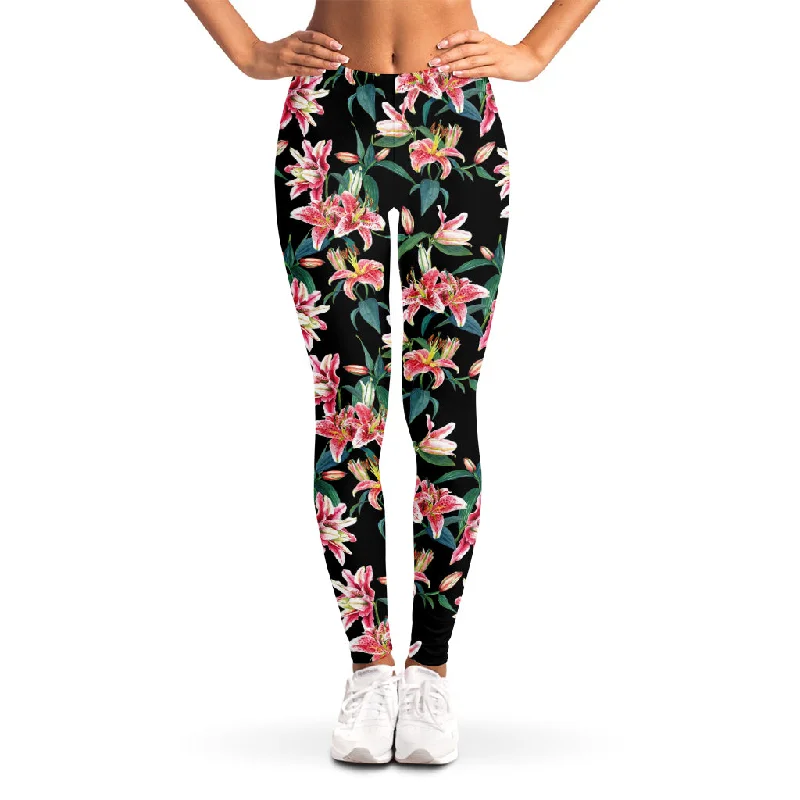 Watercolor Tropical Lily Pattern Print Women's Leggings