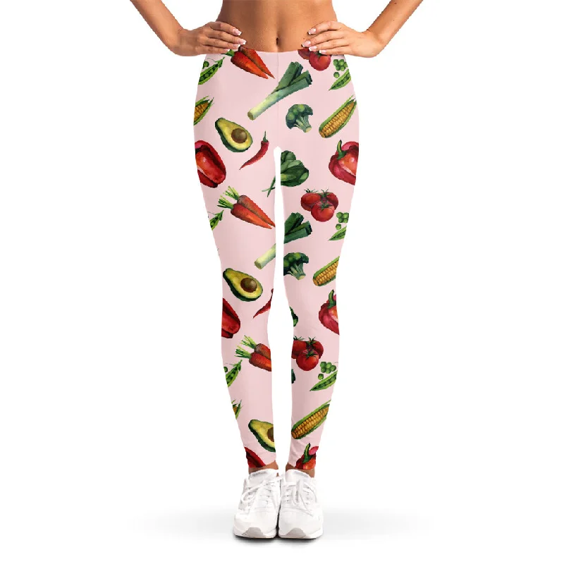 Watercolor Vegan Pattern Print Women's Leggings