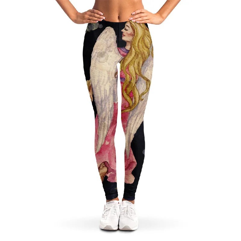 Watercolor Virgo Zodiac Sign Print Women's Leggings