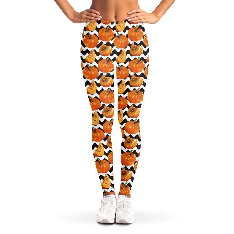 Wave Pumpkin Pattern Print Women's Leggings