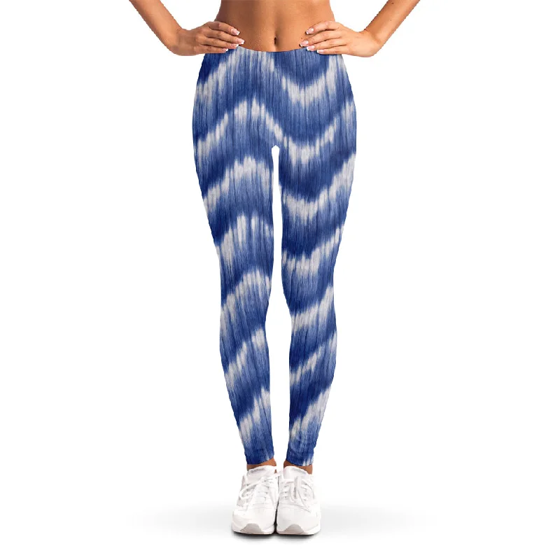 Wavy Shibori Pattern Print Women's Leggings