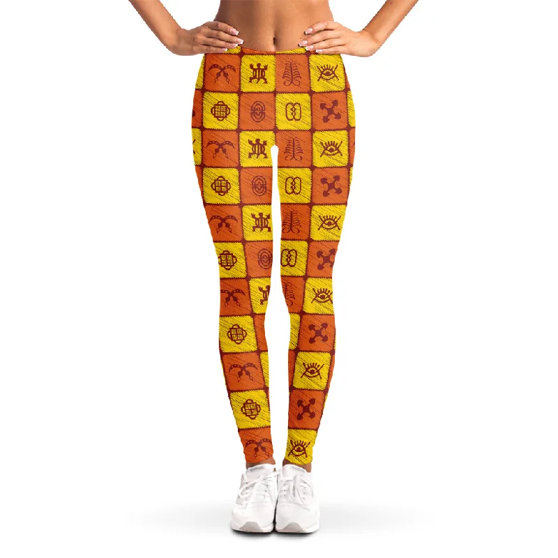 West Adinkra Symbols Pattern Print Women's Leggings