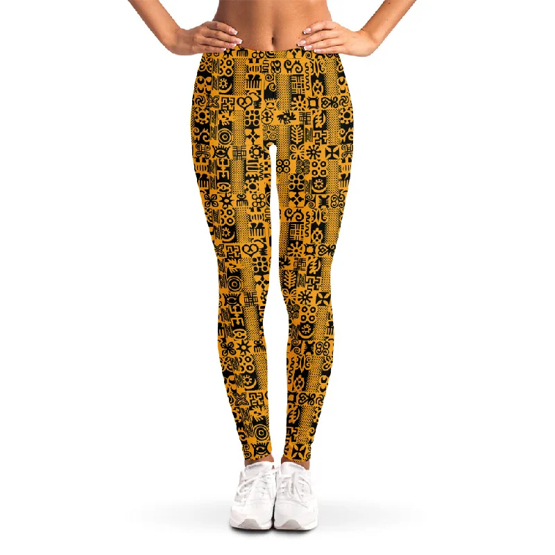 West African Adinkra Tribe Symbols Women's Leggings