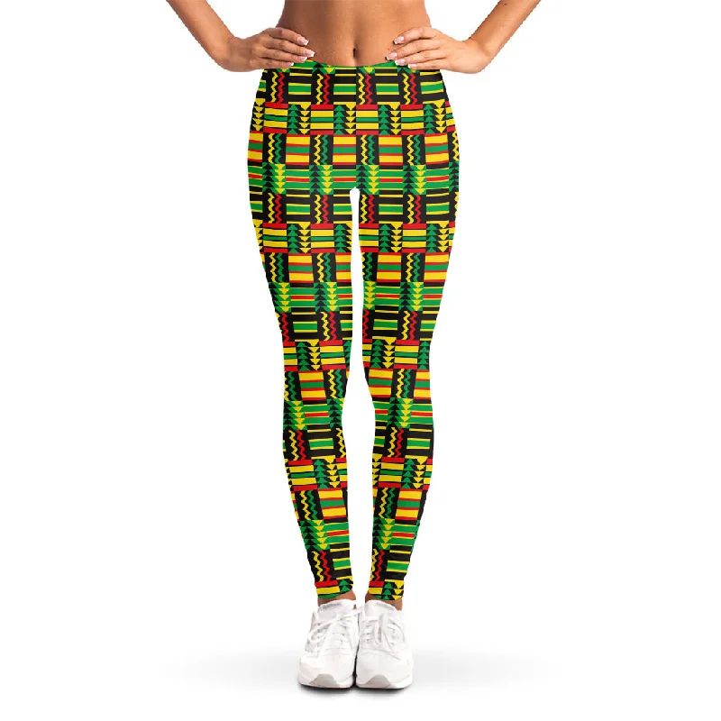 West African Kente Tribal Pattern Print Women's Leggings