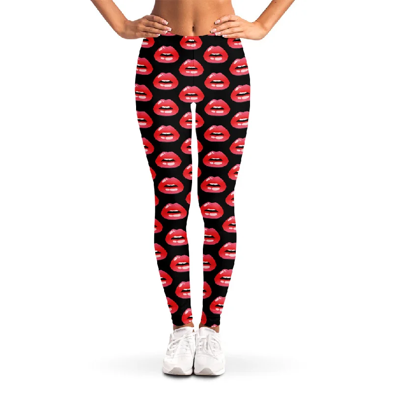 Wet Lips Pattern Print Women's Leggings