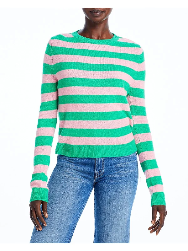 Womens Cashmere Striped Pullover Sweater