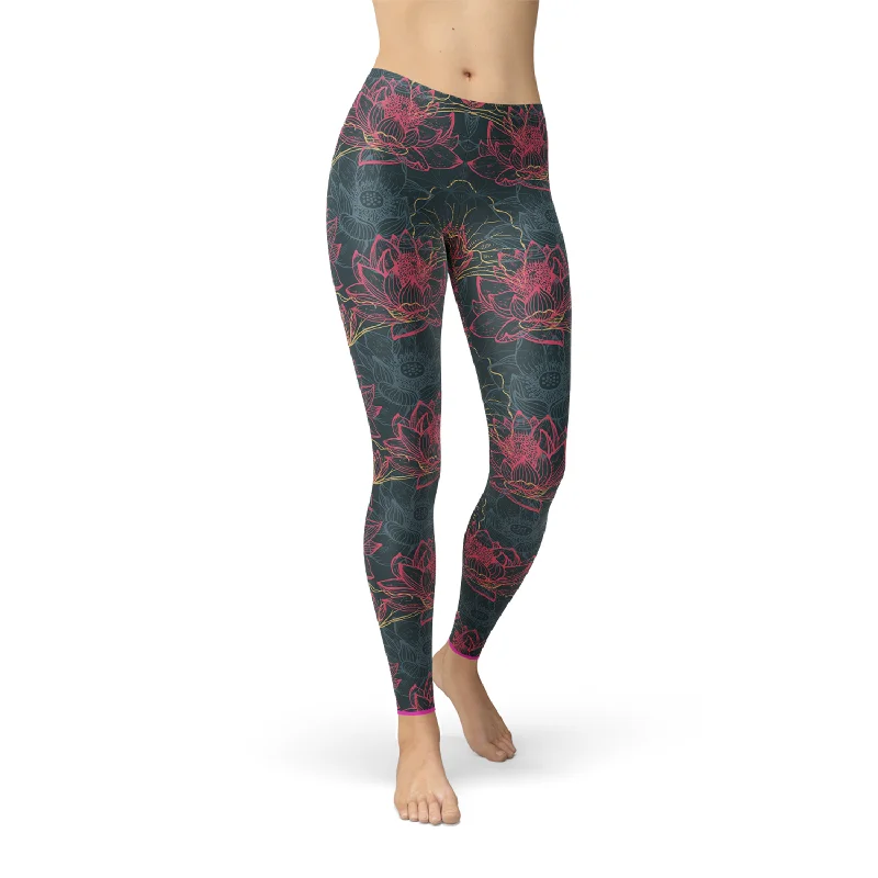 Womens Floral Lotus Leggings