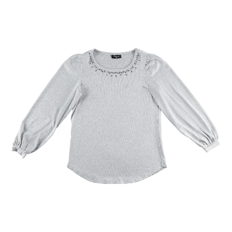 Women's Sweater Knit Top with Stud Detailing