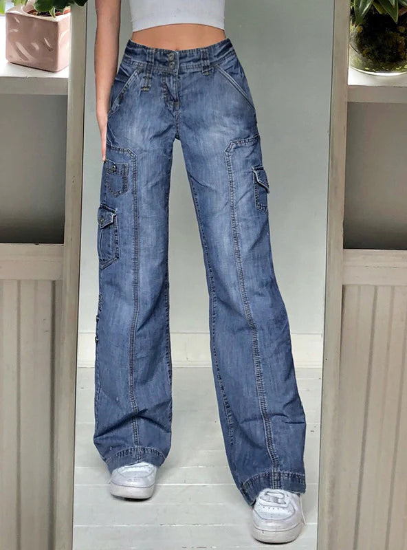 WOMEN'S HIGH WAIST STRAIGHT LOOSE WIDE LEG JEANS Comfortable Full-Length Denim Jeans WOMEN'S HIGH WAIST STRAIGHT LOOSE WIDE LEG JEANS Comfortable Full-Length Denim Jeans