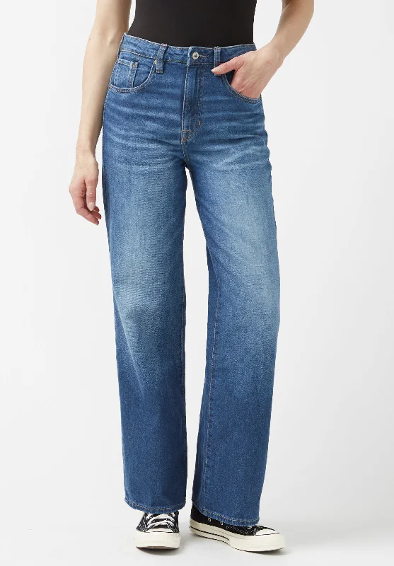 High Rise Wide Leg Addie Antique Jeans - BL15817 Trendy Colored Denim Jeans
