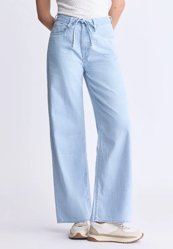 High Rise Wide Leg Alecia Women's Jeans, Light vintage blue - BL16011 Casual Distressed Denim Jeans High Rise Wide Leg Alecia Women's Jeans, Light vintage blue - BL16011 Casual Distressed Denim Jeans