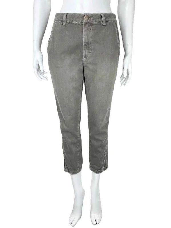 AMO Women's Slouch Trouser Jeans Gray Green Size 28 (6) Chic Double Waistband Jeans