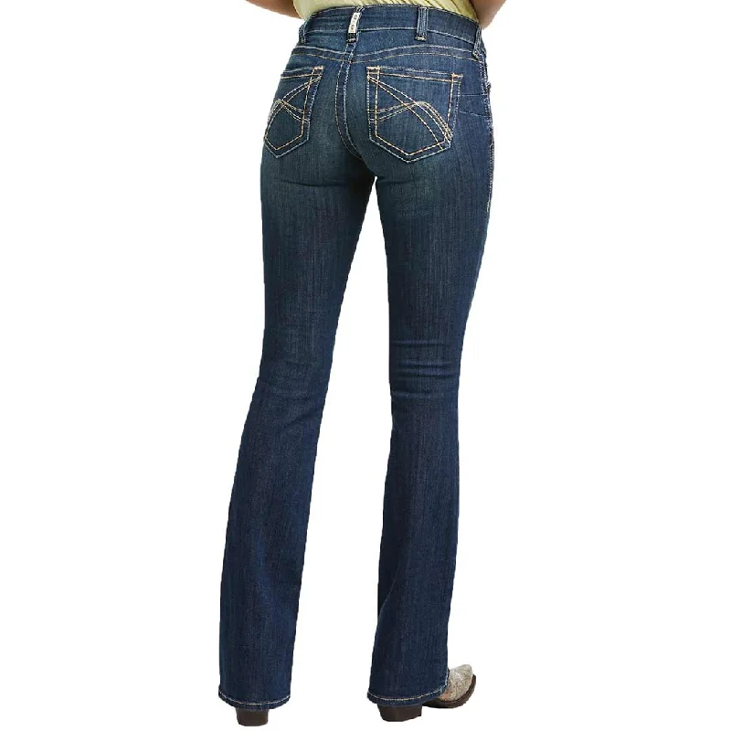 Ariat Women's REAL Mid Rise Corinne Bootcut Jeans Fashionable Raw Hem Bootcut Jeans