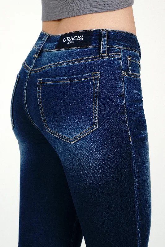 Basic 5 Pockets Soft Denim Mid Rise  Skinny Jeans Stylish Paperbag Waist Denim