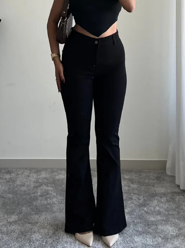 Black Ultra High Rise Flare Jeans Elegant High-Waisted Flared Jeans