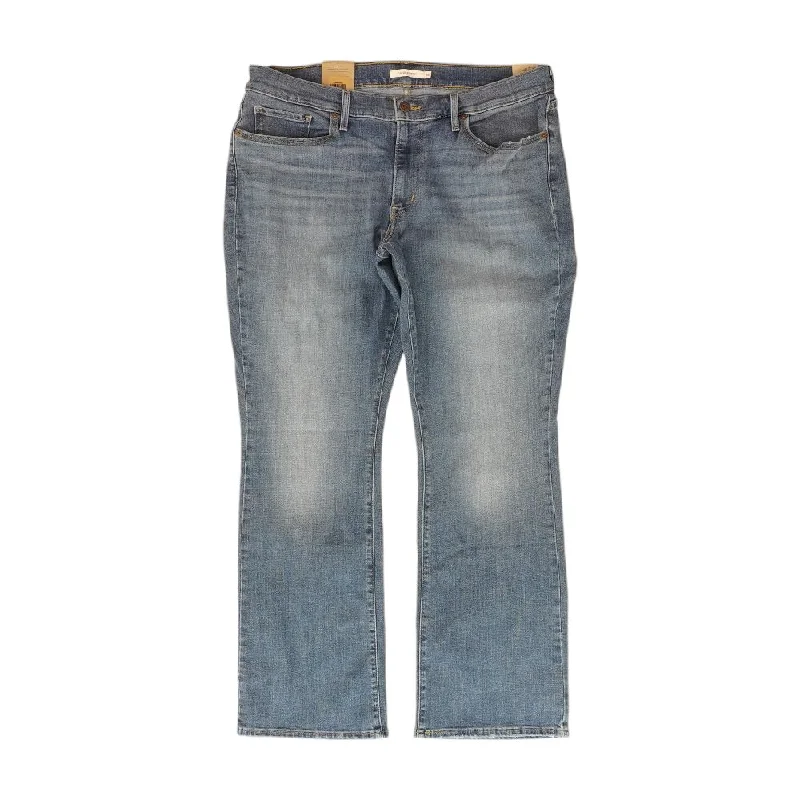 Blue Solid Bootcut Jeans Comfortable Folded Hem Jeans