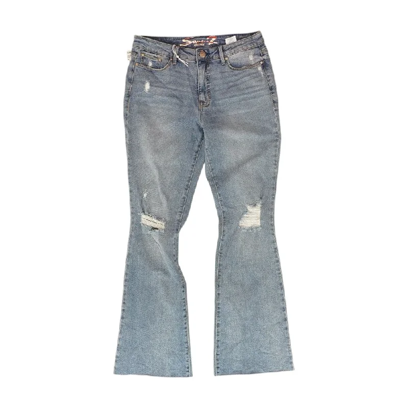 Blue Solid Flare Jeans Trendy Low-Rise Slim Jeans