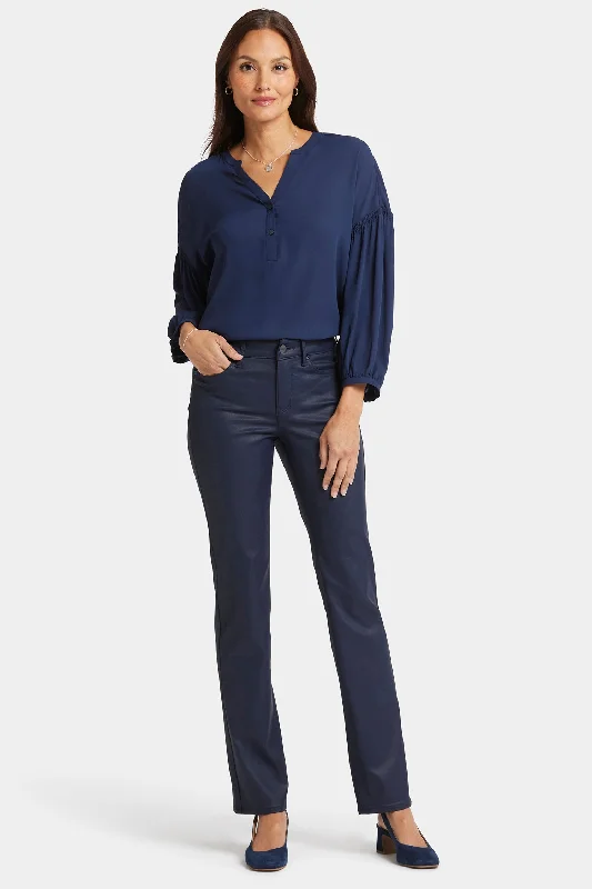 Coated Marilyn Straight Jeans - Starless Sky Coated Stylish Acid-Wash Jeans