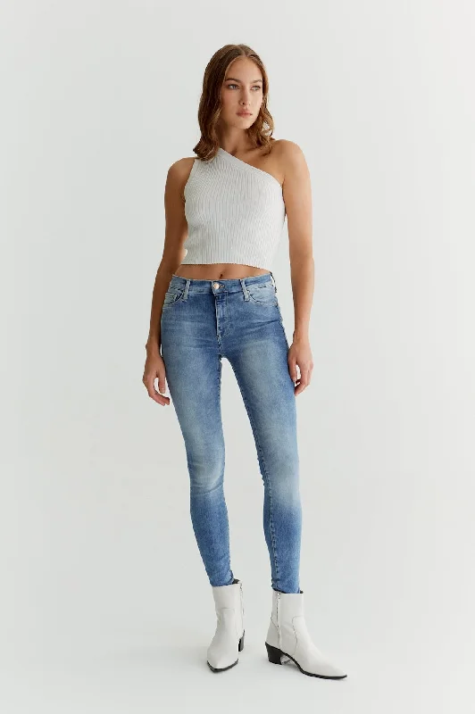 SOPHIA High Waist Jeans Super Skinny medium blue Classic Button Fly Jeans