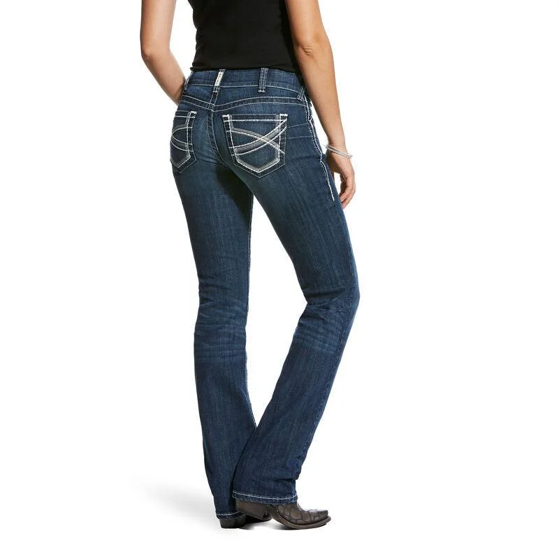 Ariat Women's REAL Mid Rise Stretch Stackable Straight Leg Jeans 10024300 Trendy Bootcut High-Waisted Jeans Ariat Women's REAL Mid Rise Stretch Stackable Straight Leg Jeans 10024300 Trendy Bootcut High-Waisted Jeans
