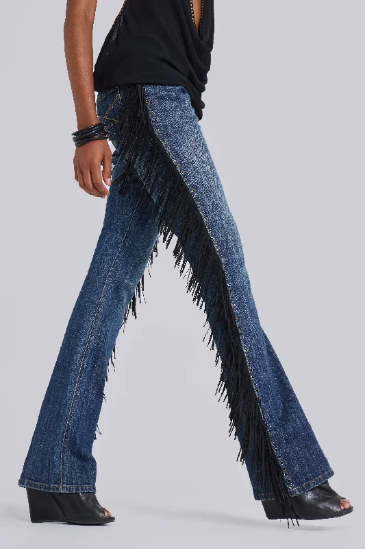 El Topo Fringe Bootcut Jeans Elegant Wide-Leg Jeans