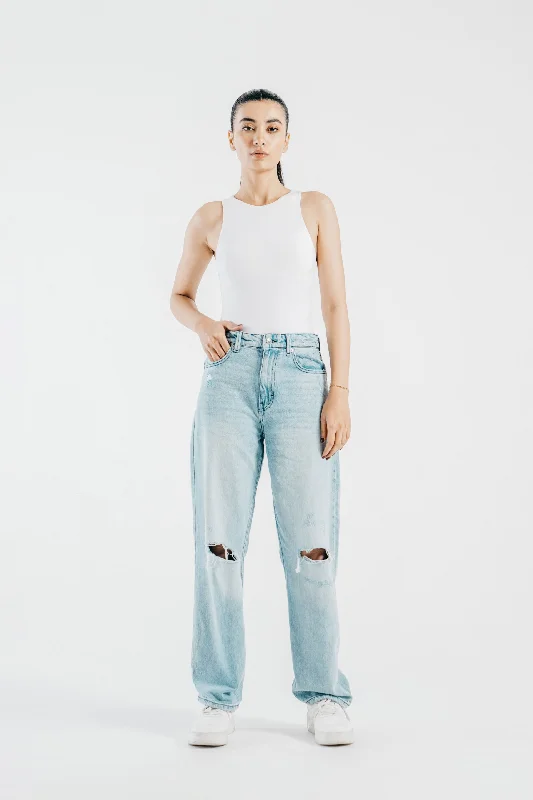 Distressed Boyfriend Denim Jeans Cozy Relaxed Fit Denim Jeans