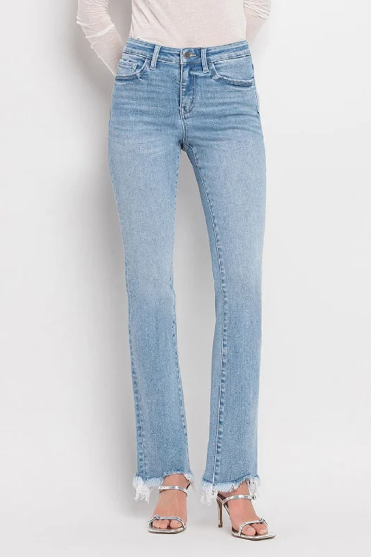 Flying Monkey High Rise Mini Bootcut Jeans Comfortable Ankle Jeans