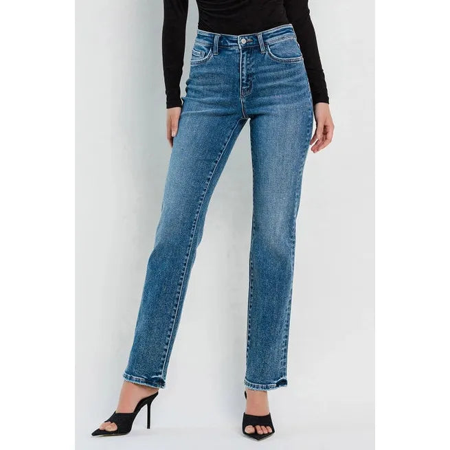 Flying Monkey Illuminate High Rise Straight Jeans Fashionable Vintage Wash Jeans