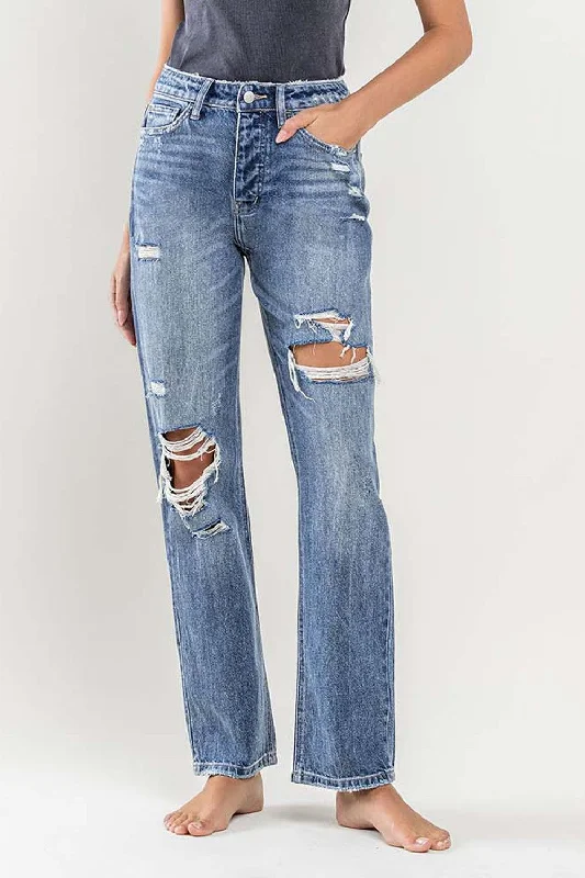 Flying Monkey Super High Rise Distressed Jeans Stylish High-Rise Mom Jeans