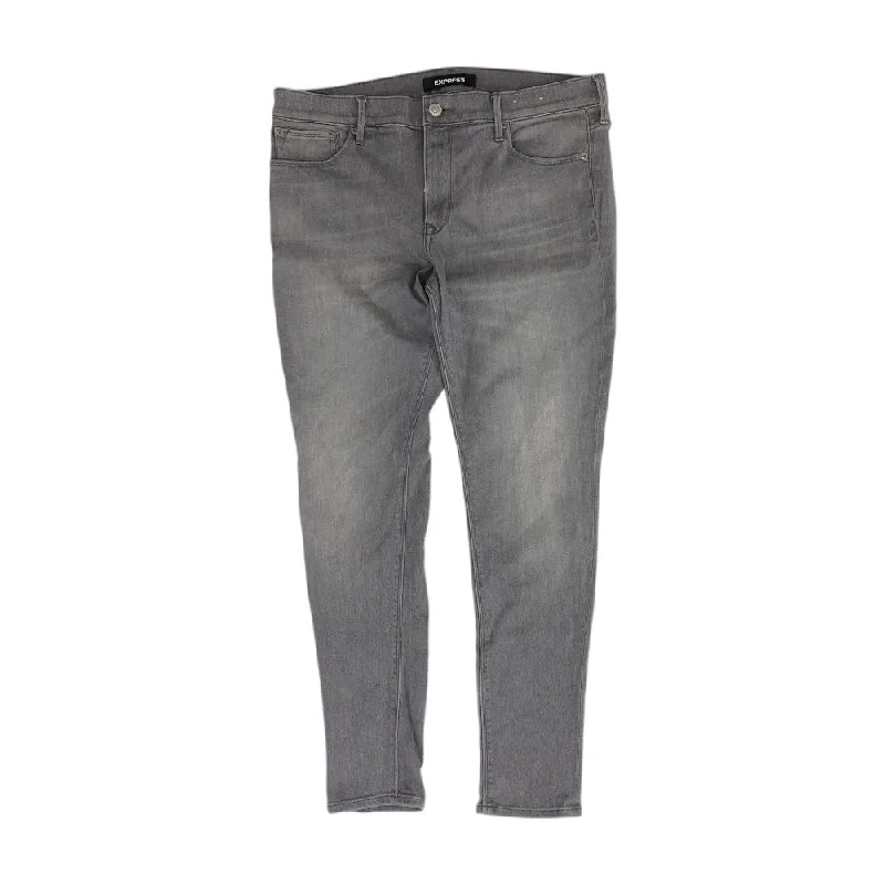 Gray Solid High Rise Slim Leg Jeans