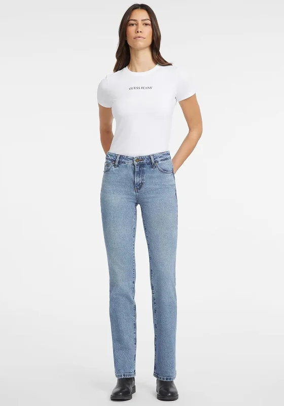 Guess G08 Mid Rise Straight Leg Jeans, Blue Comfortable Zip-Fly Denim Jeans