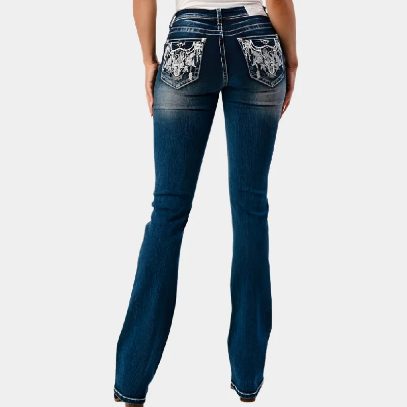 Grace In La Heavy Bull Stitching Easy Fit Bootcut Jeans Comfortable Jogger Style Jeans Grace In La Heavy Bull Stitching Easy Fit Bootcut Jeans Comfortable Jogger Style Jeans