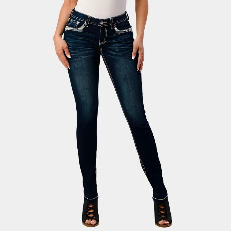 Grace In La Heavy Stitching Skinny Jeans Comfortable Jogger Style Jeans